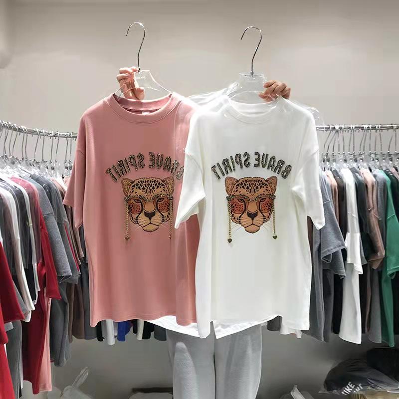 Women's Loose Fit Tiger Head Print Cotton T-Shirt, Spring/Summer 2022 Trend