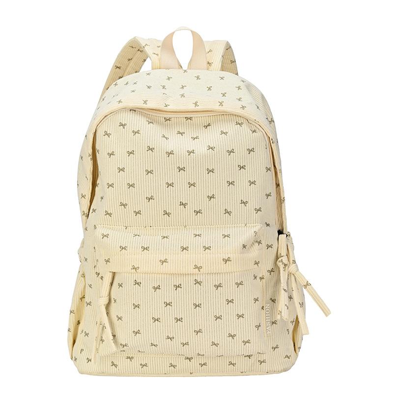 Schoolbag Japanese ins Printed School Bag Girls Junior High School Students Corduroy Design Sense Niche Versatile Backpack Women