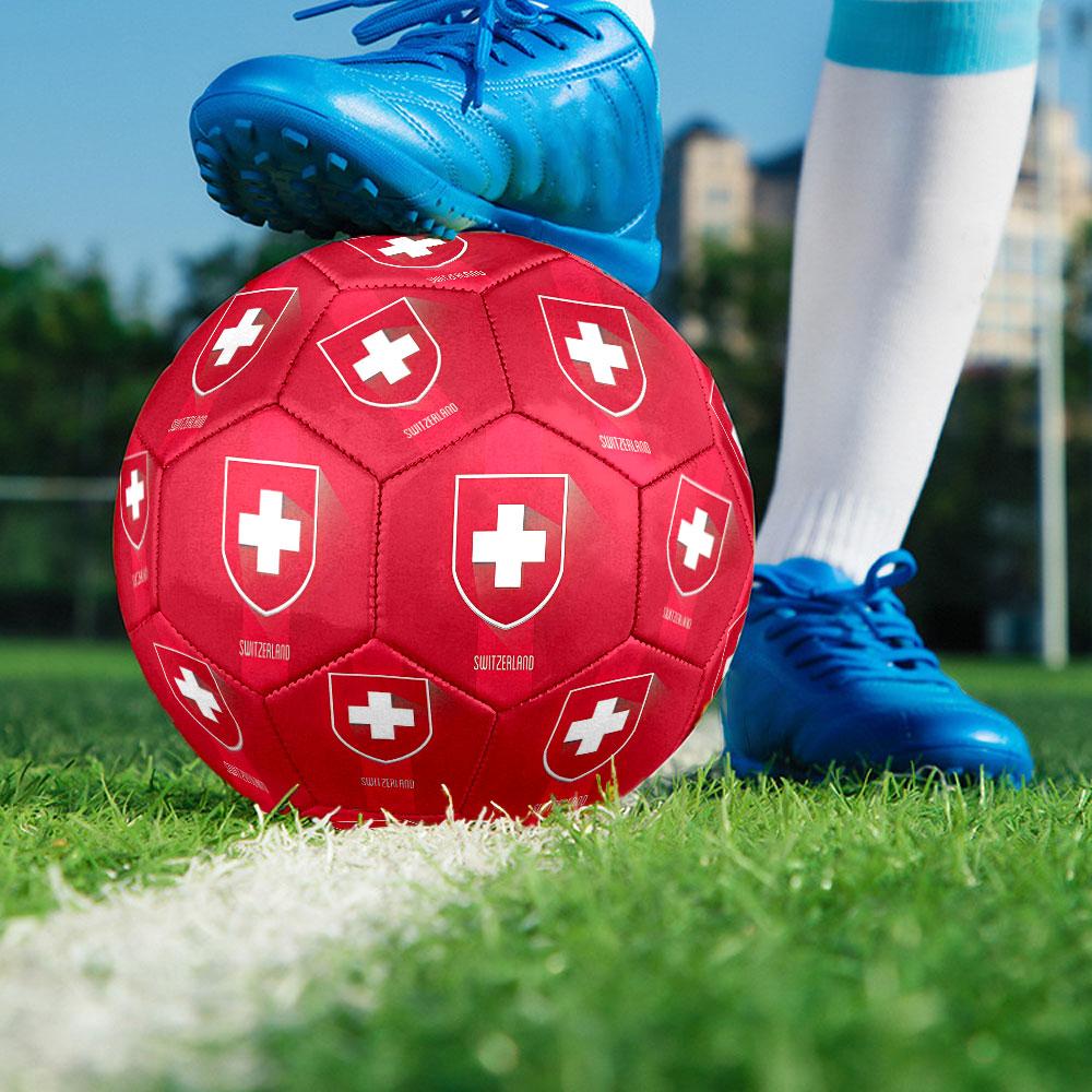 Switzerland National Football Size 5 Soccer Ball, Machine-Stitched PVC, Durable & High Bounce, All Ages Fit, Fan Merchandise, Matches & Outdoor Use.