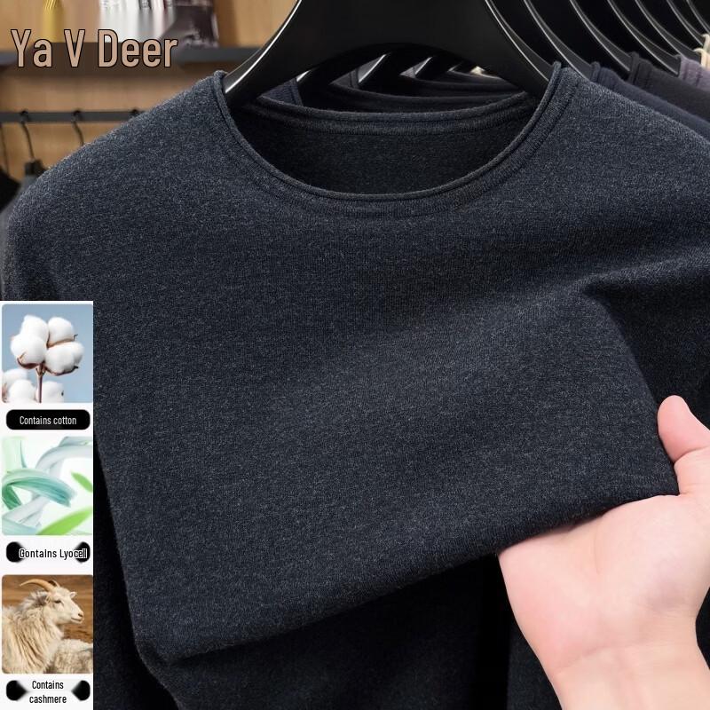 Yalu Men's Cashmere-Blend Crew Neck Thermal Knit Sweater