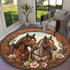 1pc Digital Printed Chair Rug for Home Office Use, Desert Floral Equine Horse Carpet Appropriate for All Seasons, Soft Round Carpet