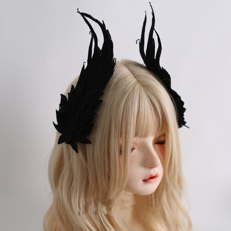Clip per Capelli ad Ali d'Angelo Gotico Cerchietto Lolita Cosplay Accessori per Capelli Headwear Comic-Con Copricapo da Festa
