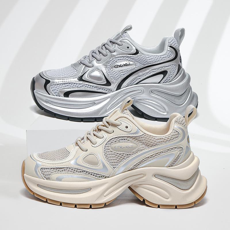 Dad shoes women's spring and summer thick-soled casual sports shoes women's mesh breathable height increase lightweight soft-soled non-slip running s