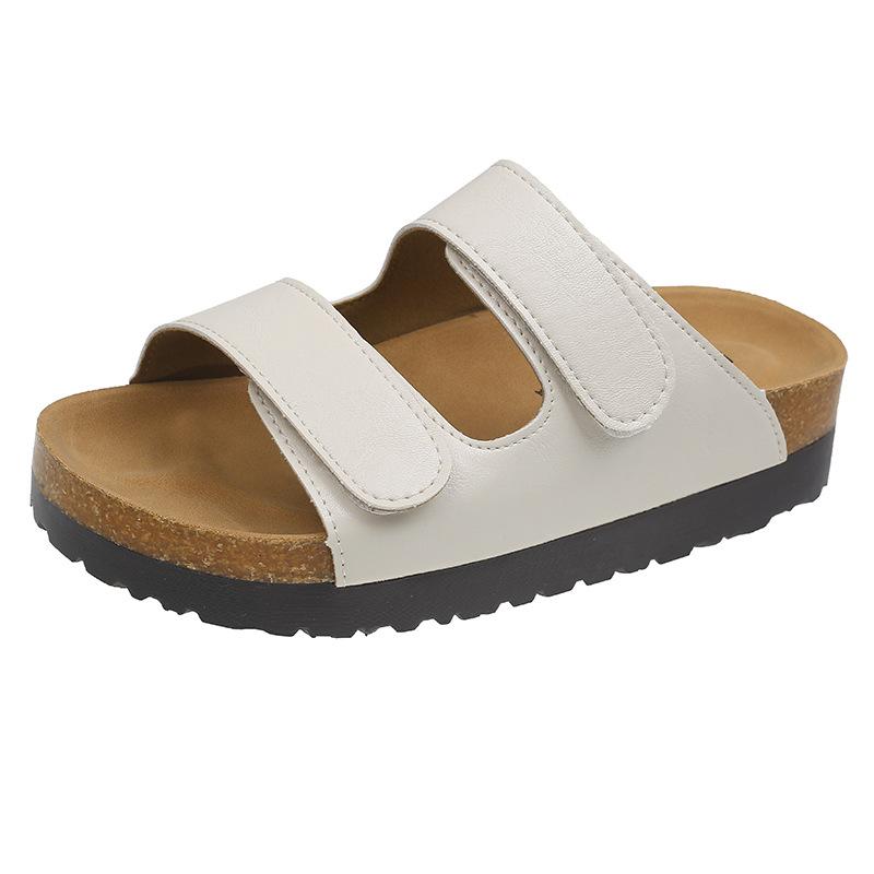 Velcro thick-soled slippers women's summer wear flat-bottomed Boken ugly cool slippers tide