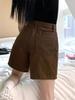 Brown Denim Shorts for Women High Waist Casual Half Pants Straight Jeans A-line Shorts Vintage Style Y2k Clothes Summer