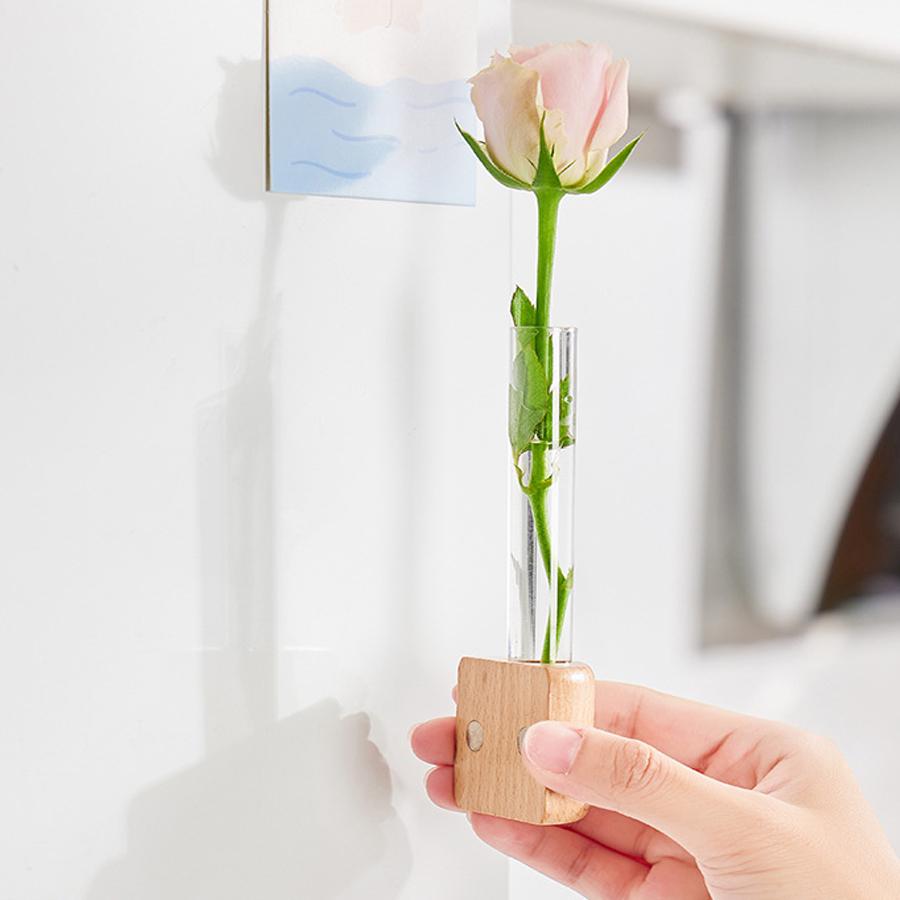 1/2 STÜCK Massivholz Kühlschrankmagnete Magnetisches Reagenzglas Vase Blumenarrangement Kreative Dekoration Wandbehang Wandvase