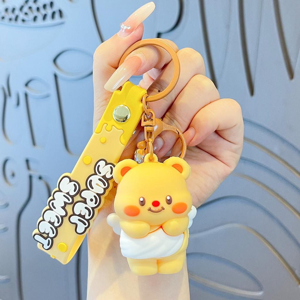 Cute Cartoon Angel And Apron Butter Bear Doll Pendant Keychain For Party Decorations And Travel Souvenirs