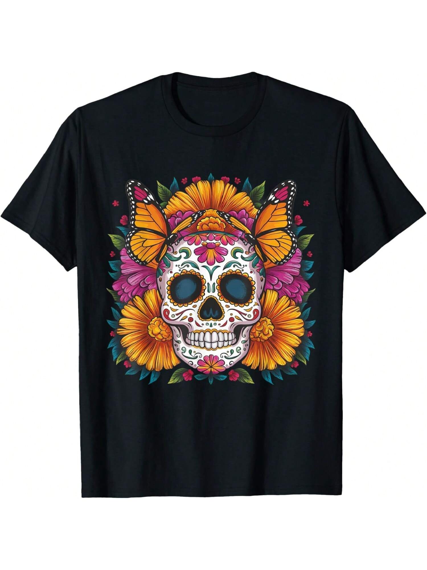 

Sugar Skull Butterfly Day Of Dead Halloween Dia De Muertos T-Shirt XXXXXL чёрный