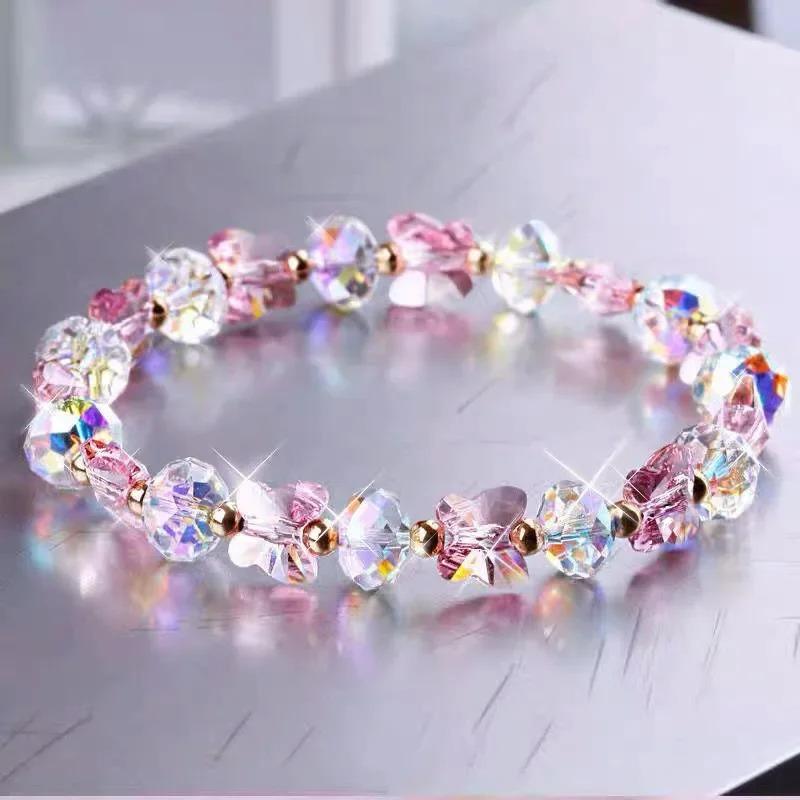 Lovely Butterfly Crystal Beaded Bracelets Women Sweet Temperament Handwork Bracelets&Bangles Charms Jewelry Making Bracelet