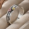Vintage Hand Carved Heart Women's Ring Three Color Metal Geometry Daily Wear Party Jewelry Anniversary Gift