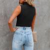 Women's Coloured High Neck Sleeveless Slim Fit Bottom Tank Top