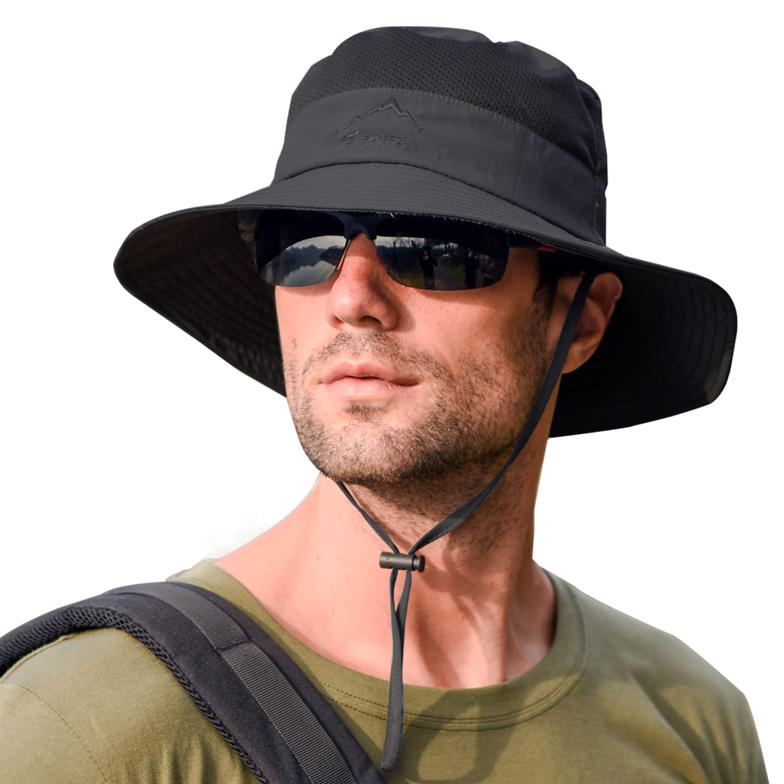 

Sun Hats for Men Women Fishing Hat UPF 50+ Breathable Wide Brim Summer UV Protection Hat чёрный