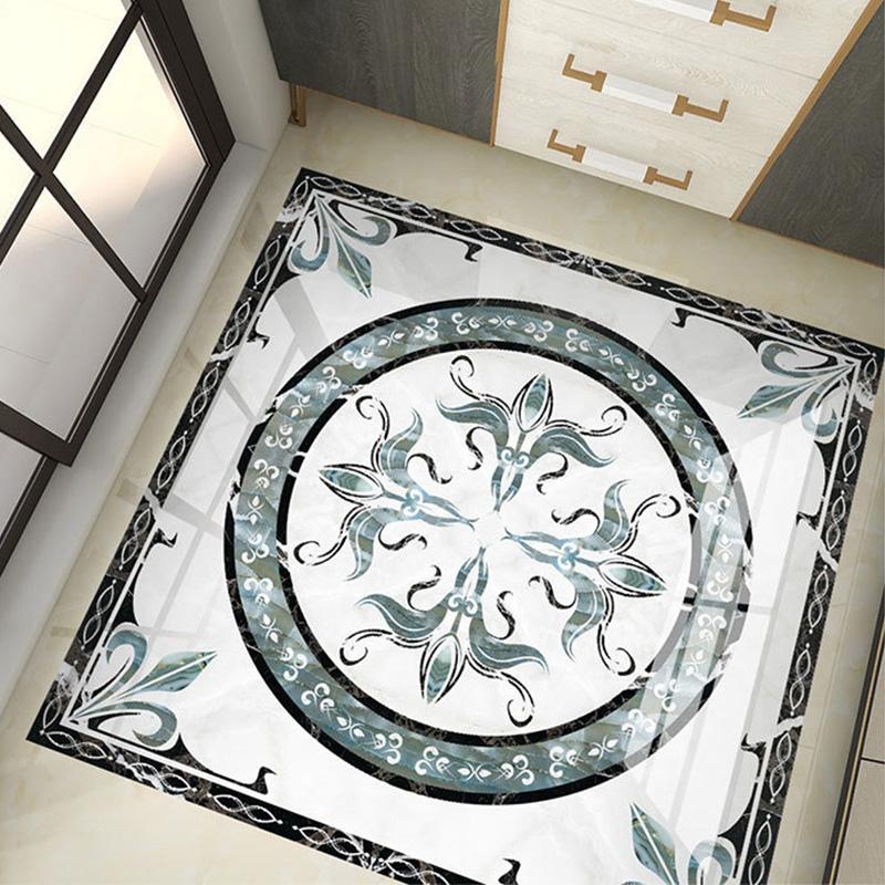 1PC Tapete Selbstklebende PVC-Parkett-Marmor-Aufkleber Wasserdichter Bodenaufkleber Quadratische Aufkleber Rutschfeste Wohndekoration