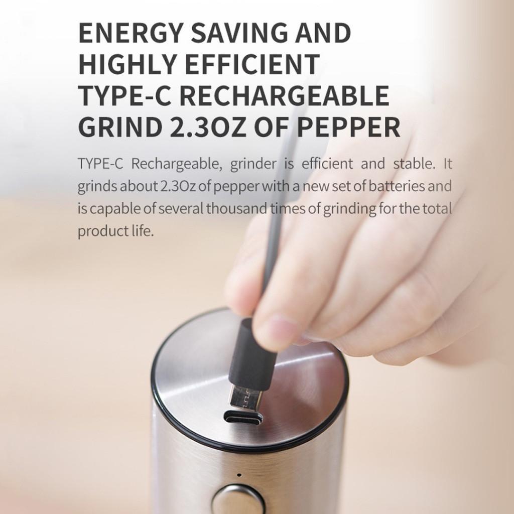 Kitchen Electric Pepper Grinder Storage Set Adjustable Coarseness Electric Grinder Sea Salt Automatic Grinding Machine