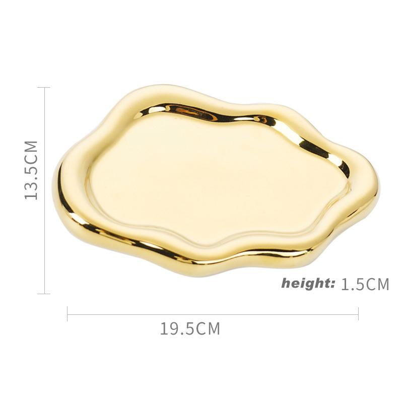 Versilbertes Keramiktablett Internetberühmte Foto-Requisiten Keramik Schmuckornamente Aufbewahrungs-Präsentationstablett