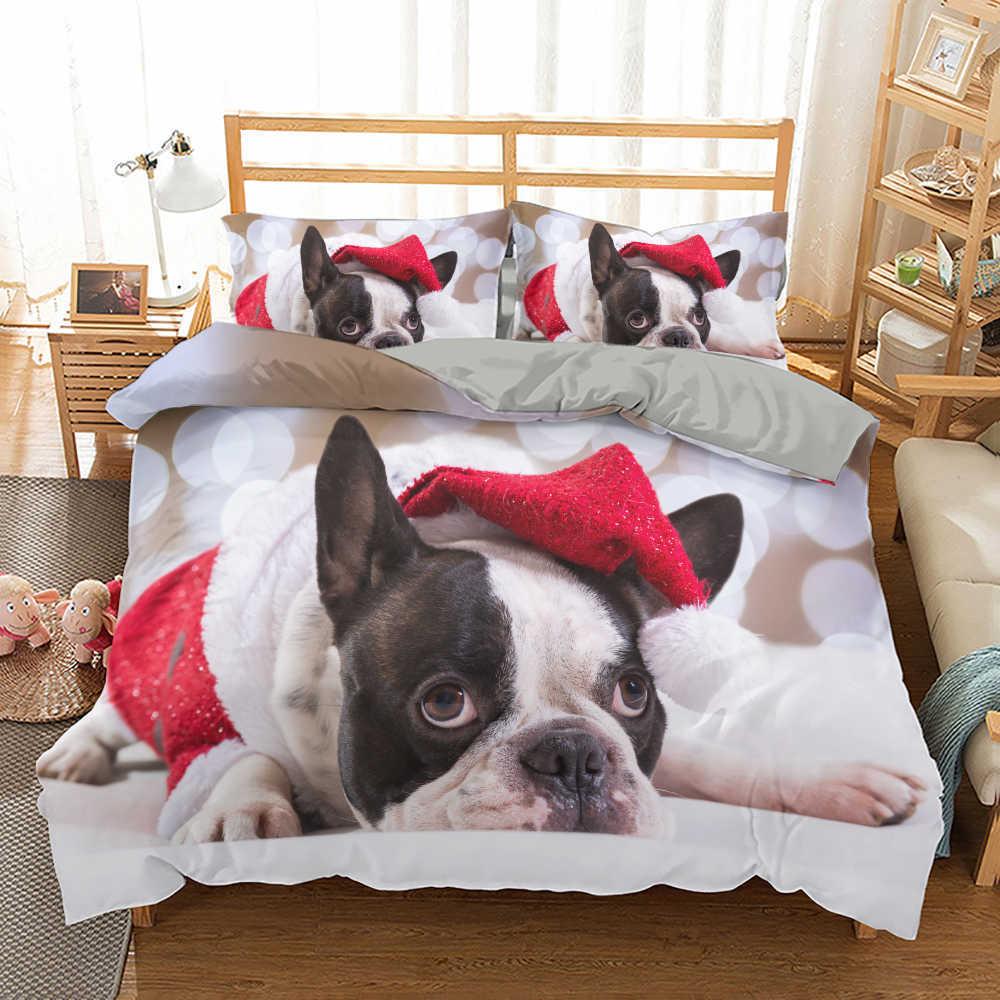 French Bulldog Duvet Cover Set King Size Cute Puppy Animal Theme Bedding Set For Kids Teen 2/3Pcs Soft Comforter Cover