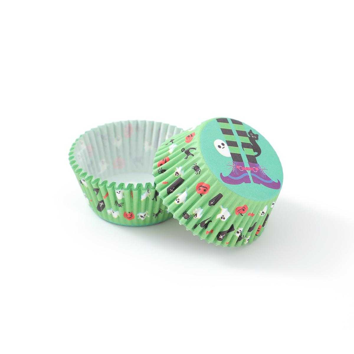 

100 шт. Хэллоуин Подкладки для кексов Привидение Тыква Формочки для выпечки маффинов Обертка Поднос Держатель Вечеринка Конфеты Торт Украшения Принадлежности