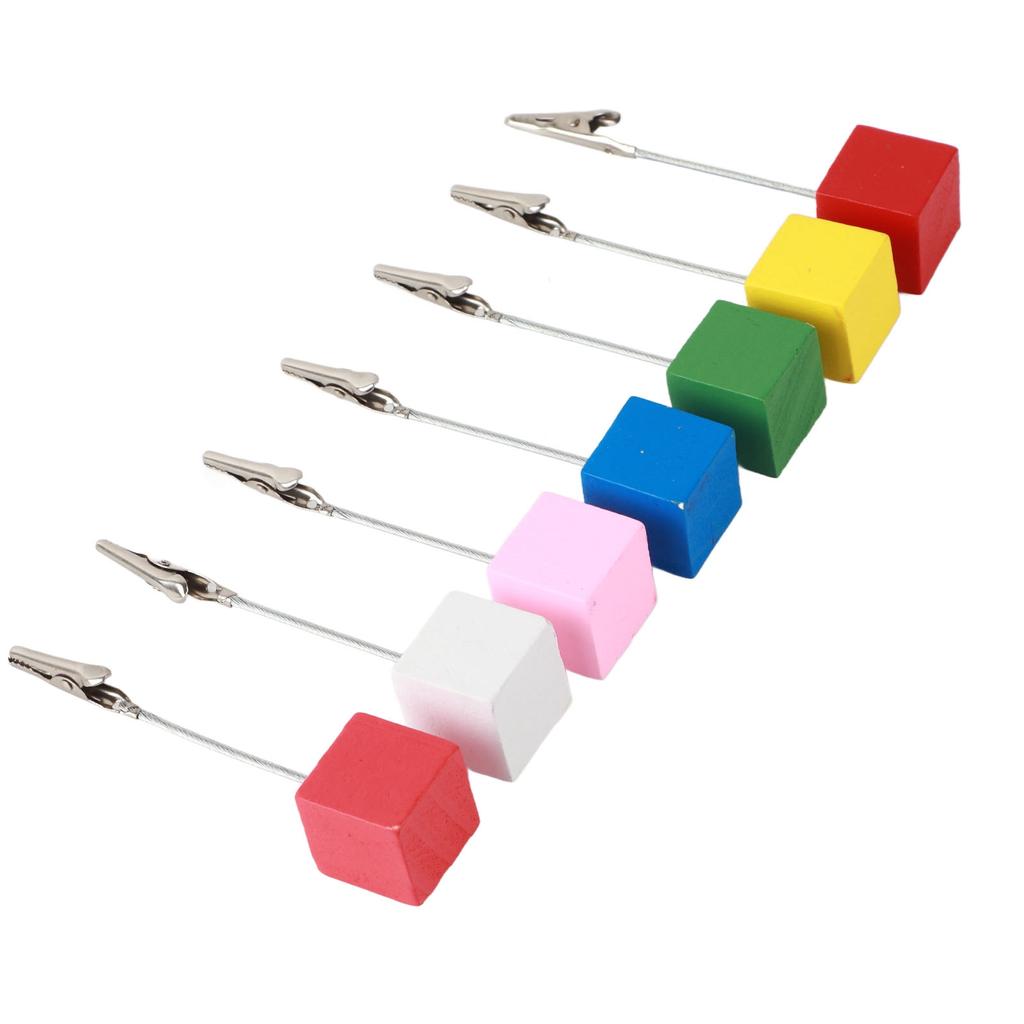 7pcs Card Stands Simple Portable Table Number Holders with Colorful Wooden Base for Photos Cards Notes Decoration