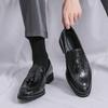 Black Brown New Gentleman Patent Leather Wedding Party Dress Shoes Designer Male Tassels Formal Footwear Sapatos Tenis Masculino