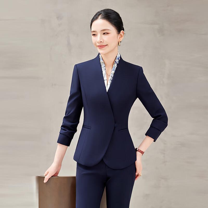 Women's New Chinese Style Collarless Professional Suit Set