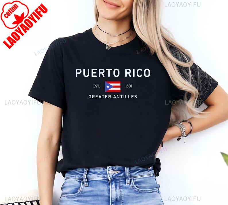 PUERTO RICO TShirt Greater Pride Travel Souvenir Heritage Letters Print High Quality Cotton Tops Tee Shirt Short Unisex Shirts