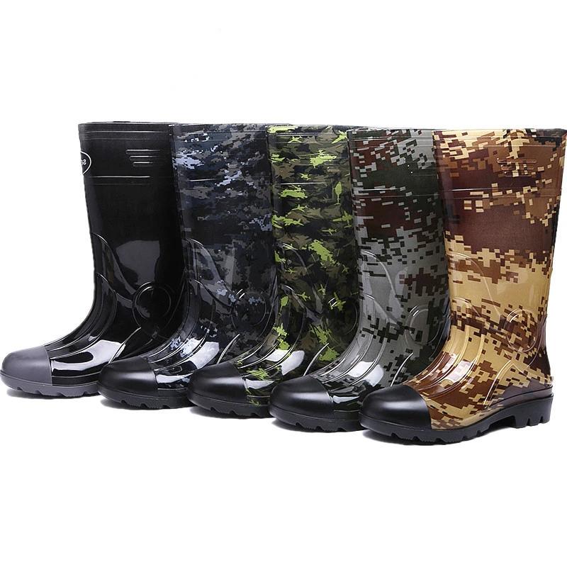 Rain Shoes Men's High Tube Fishing Boots Mining Camouflage Rain Boots Long Tube Rubber Shoes Anti Slip Waterproof Shoes