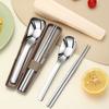 2Pcs/Set with Buckle Travel Cutlery Set 304 Stainless Steel Spoon Chopsticks Set  Camping