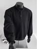 Unisex Henry Collar Semi-High Neck Fleece Sweatshirt - Heavyweight American Cleanfit, Perfect for Autumn/Winter