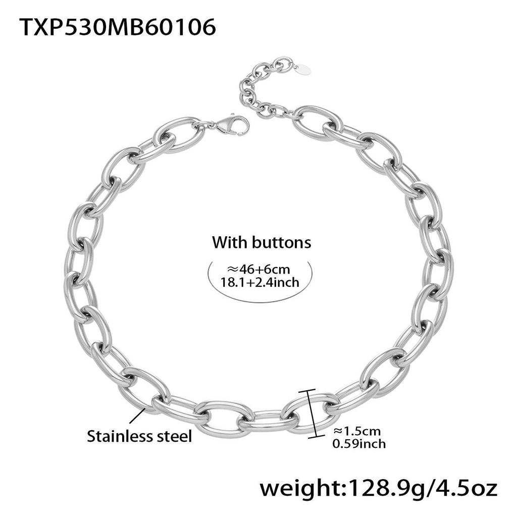 18K Gold-Plated Hip Hop Chain Necklace & Bracelet Set - European & American Style, Stainless Steel, Simple Luxury