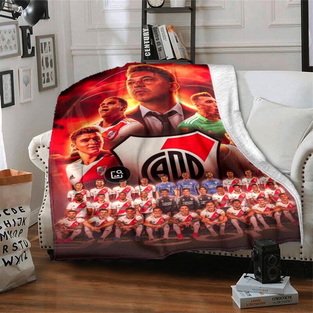 Red Tone Football Team Squad Coach Collage Print Flannel Throw Blanket, Soft Warm Cozy Bed Sofa Cover for Sports Fan