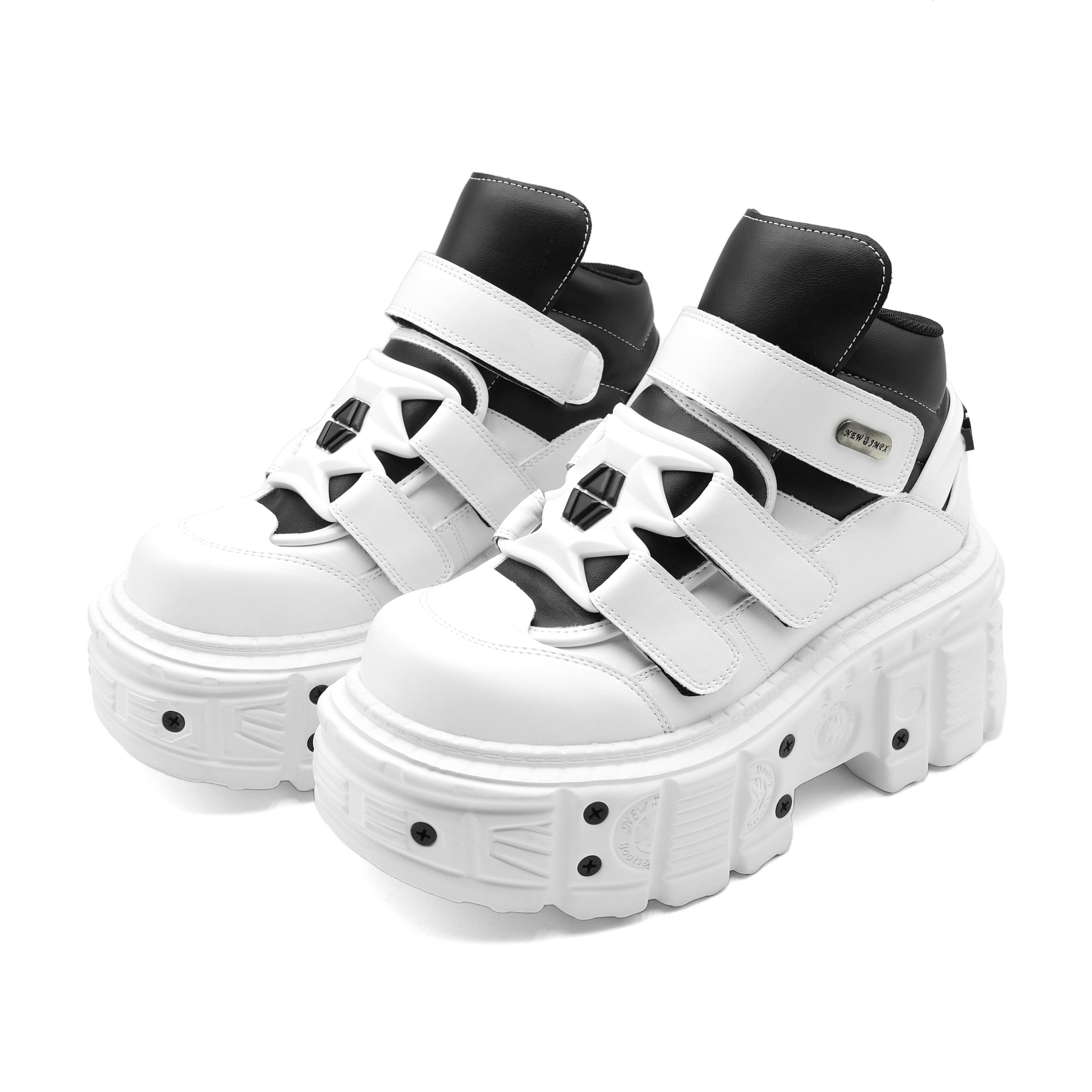 

Готичні черевики до щиколотки Жіночі кросівки Новий панк-стиль Жіноче взуття Рок Шнурівка Висота підборів Платформа Жіноче Металевий декор 43 бежевий