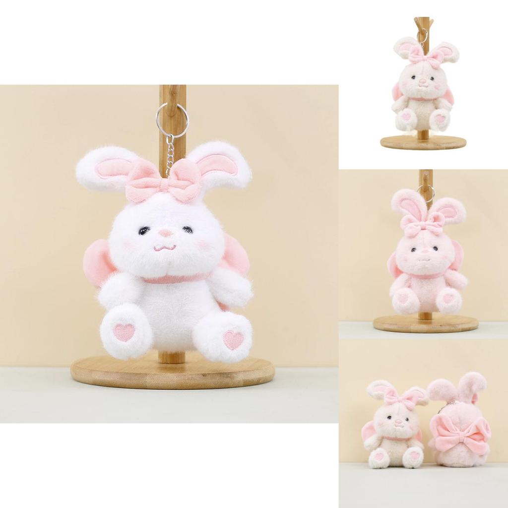 Adorable Plush Bunny Keychain With Bow Cute Rabbit Doll Bag Charm Soft Toy 17cm