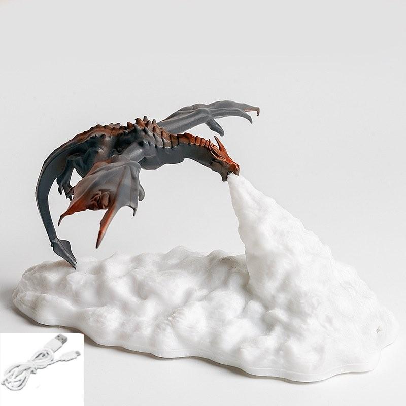 Printed Usb 3d Fire Breathing Dragon Shape Lamp Night Light Decoration Room