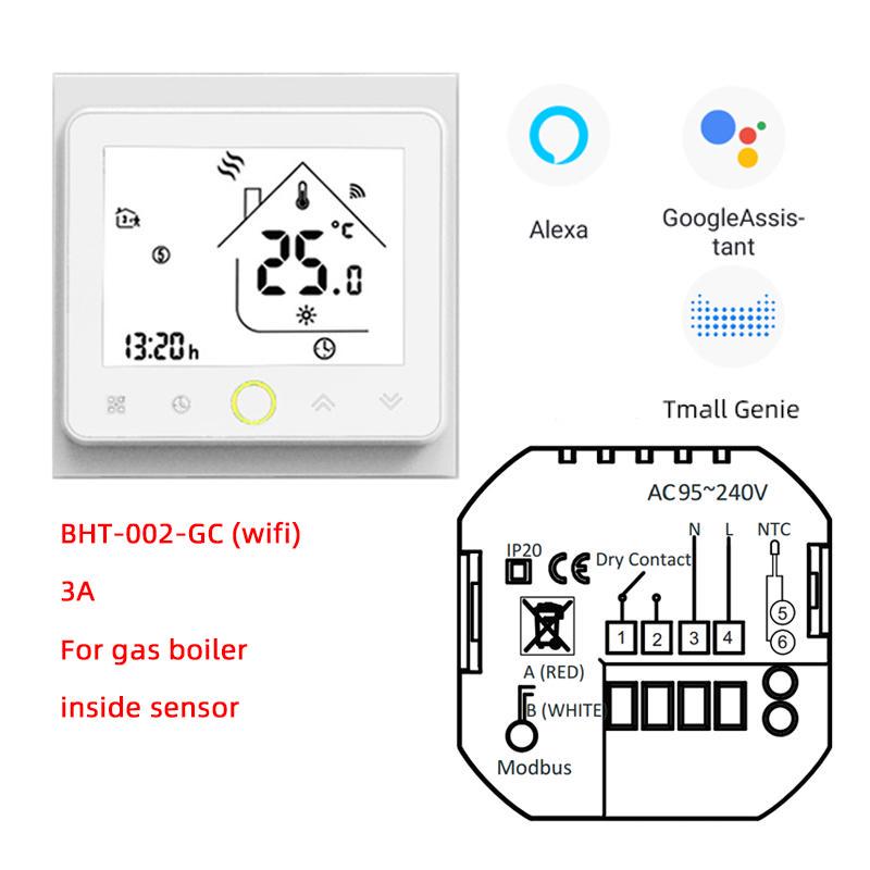 WIFI For Electric/Water/Gas Boiler Floor Heating Thermostat Smart Touch Screen LCD Display Temperature Controller with Alexa/Google Home