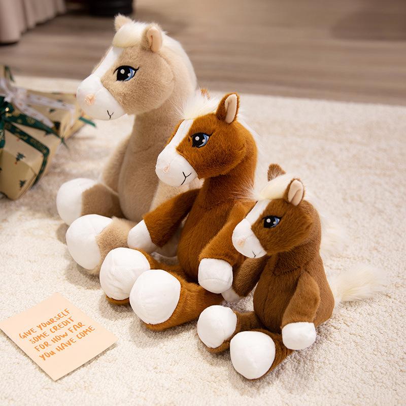 Cute Cute Brown Pony Doll Plush Toy Zodiac Horse Foal Doll Children Soothing Doll