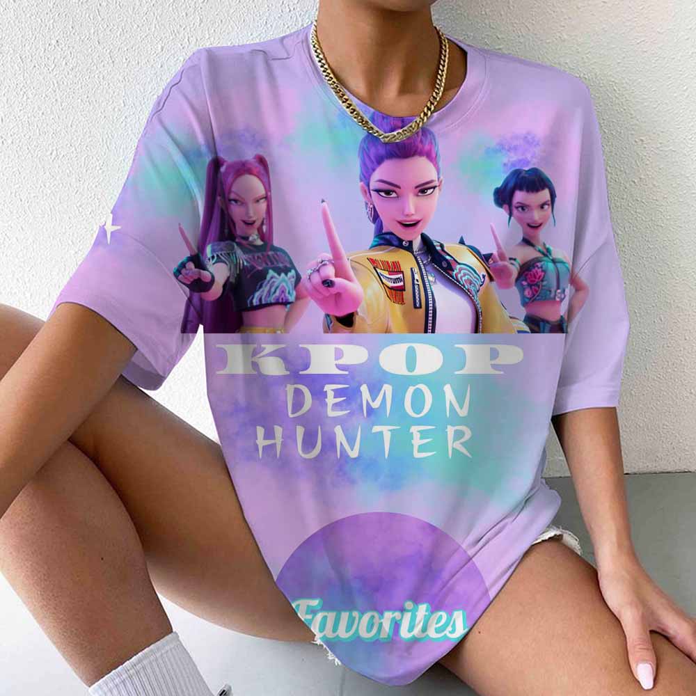 

Huntrix Kpop Охотники на Демонов Фильм 2025 Графические Футболки Мужские Женские Высокое Качество Мода Оверсайз Хлопковая Футболка Харадзюку Топы 3XL