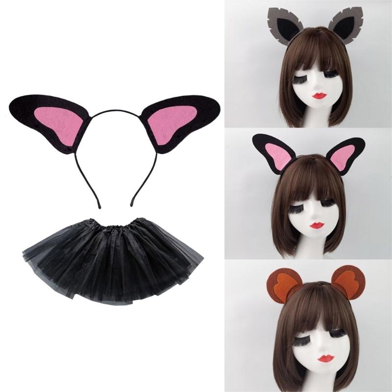 Tier-Cosplay-Kostüm mit Haarband und Rock für Kindergeburtstag Halloween
