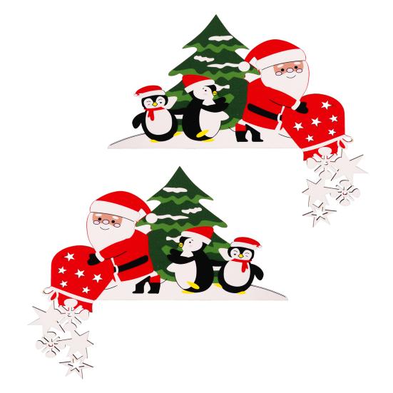 Christmas Door Topper Decoration Wood Santa Claus Reindeer Door Frame Corner Sign