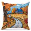 Autumn Countryside Scenes Printed Decorative Throw Pillows Square Polyester Pillowcase, Modern Sofa Decorative Cushion Cover