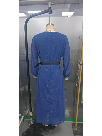 2025 European & American Cross-Border Women's Chiffon V-Neck Rhinestone Long Dress