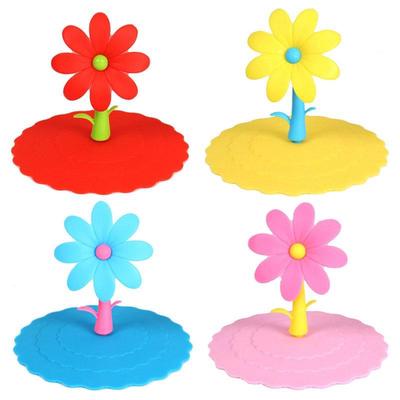 Coffee Mug Silicone Lid Suction Airtight Seal Flower Leakproof Cap 1pcs  Unique