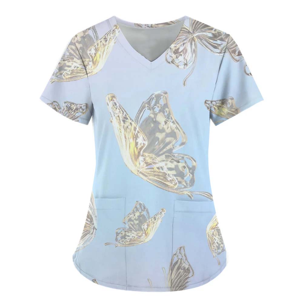 Butterfly Element 3D Digital Printed Women's Personalized and Fashionable Round Neck Short Sleeved T-shirt