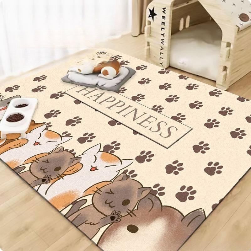 Large Cartoon Cat Paw PVC Pet Mat Waterproof Urine‑Proof Non‑Slip Easy‑Wipe Floor Mat For Indoor Cat Playpen