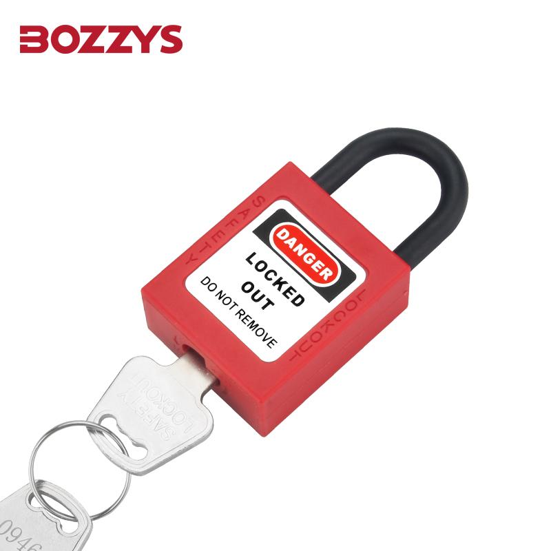 Bozzys Industrial Steel Padlocks with 25mm Nylon Shackle Key Retaining Function to Prevent Accidental Door Operation (Red,safety padlock&KA) красный