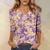 Womens Spring Tops V Neck Floral Print Summer Shirts for Women Casual 3/4 Sleeve Womens Summer Shirts Lightweight Blouse