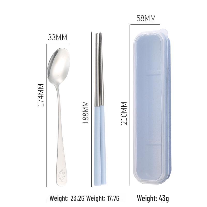 Stainless Steel Travel Cutlery Set: Fork, Spoon, Chopsticks with Portable Storage Box