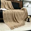 Manta de Tricô Estilo Boêmio, Capa de Sofá com Decoração de Franjas, Caminho de Cama Estilo Nórdico, Manta de Sesta