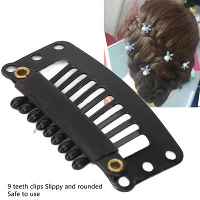 32mm U Shape Snap Clips DIY Wig Clips 9 Teeth Hair Extension Clips Black Multipurpose Hair Extensions for Women