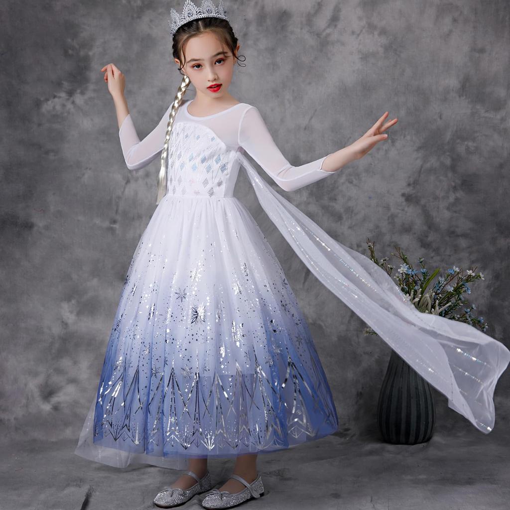 KALAOK Disney Princess Halloween Disney Princess Transformation 140cm Kids' Dress, Cosplay, Costume, White,