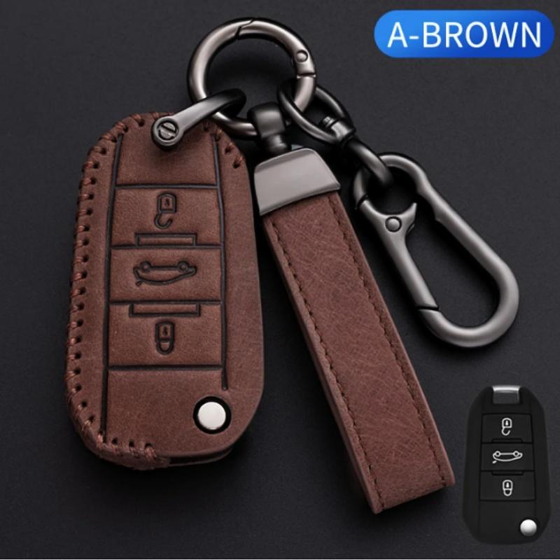 

Leather Car Flip Key Case Cover Shell For Peugeot 208 308 408 508 2008 3008 4008 5008 For Citroen C3 C4 Cactus C6 C8 Accessories